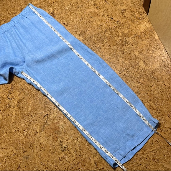 Cynthia Rowley 100% Linen Wide Leg Crop Pants In Light Blue Sz L - Picture 13 of 14